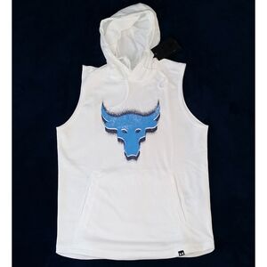 Under Armour UA Project Rock Q2 Payoff Sleeveless Hoodie Mens White 1383302-100